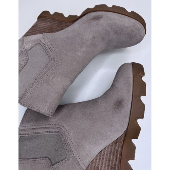 Sorel Women's Joan Uptown Wedge Chelsea Boots Taupe Suede Size 6.5 - Picture 7 of 14